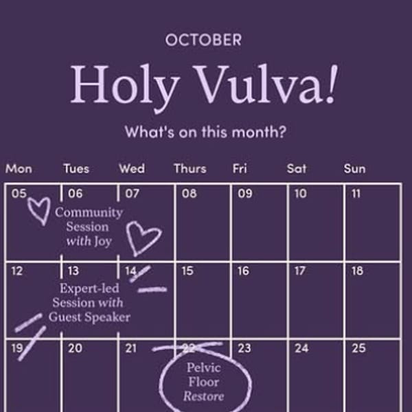 Instagram post: October calendar of sessions on a plum background